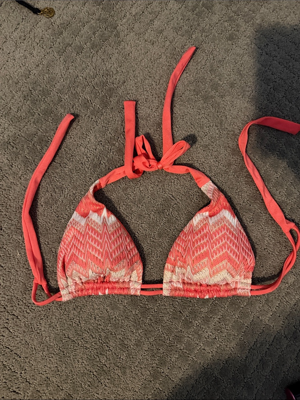 Luli Fama Coral Chevron Triangle Bikini Top - Picture 1 of 5